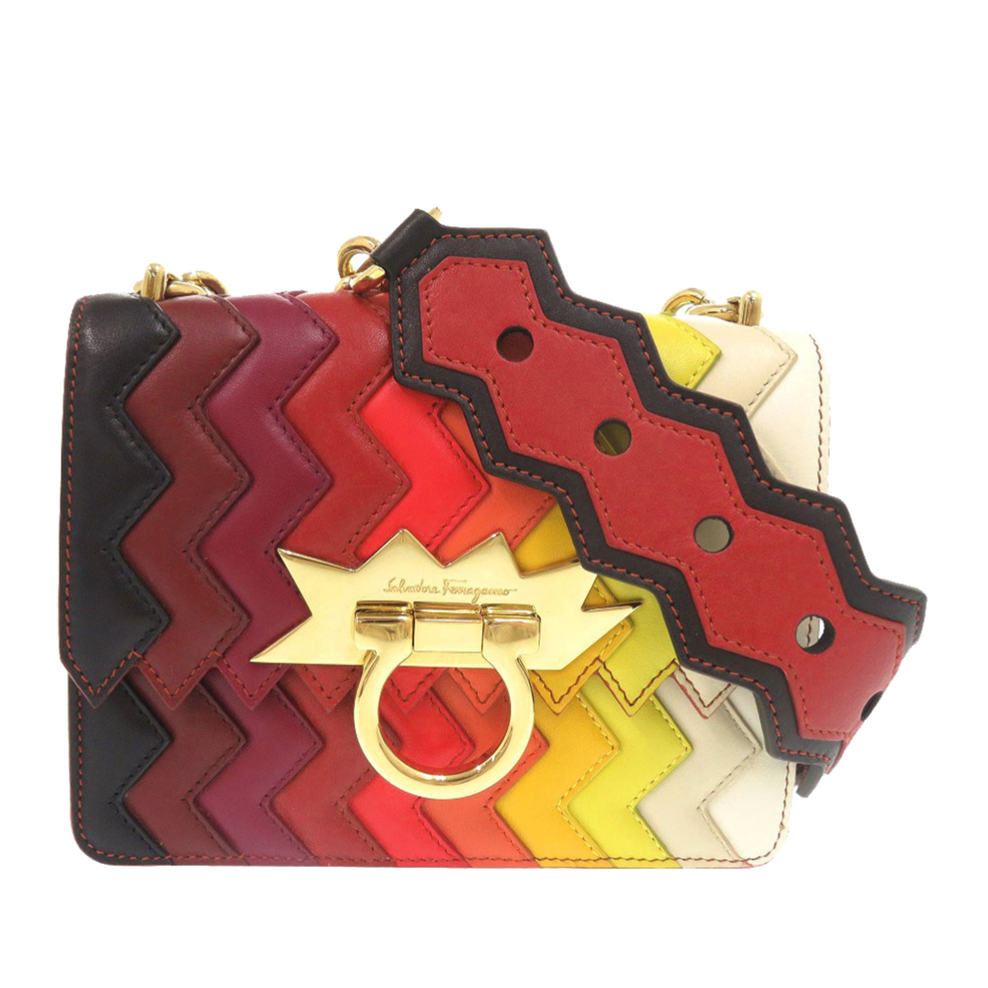 Sara Battaglia Mini Leather Zigzag Gancini Crossbody - Image 1