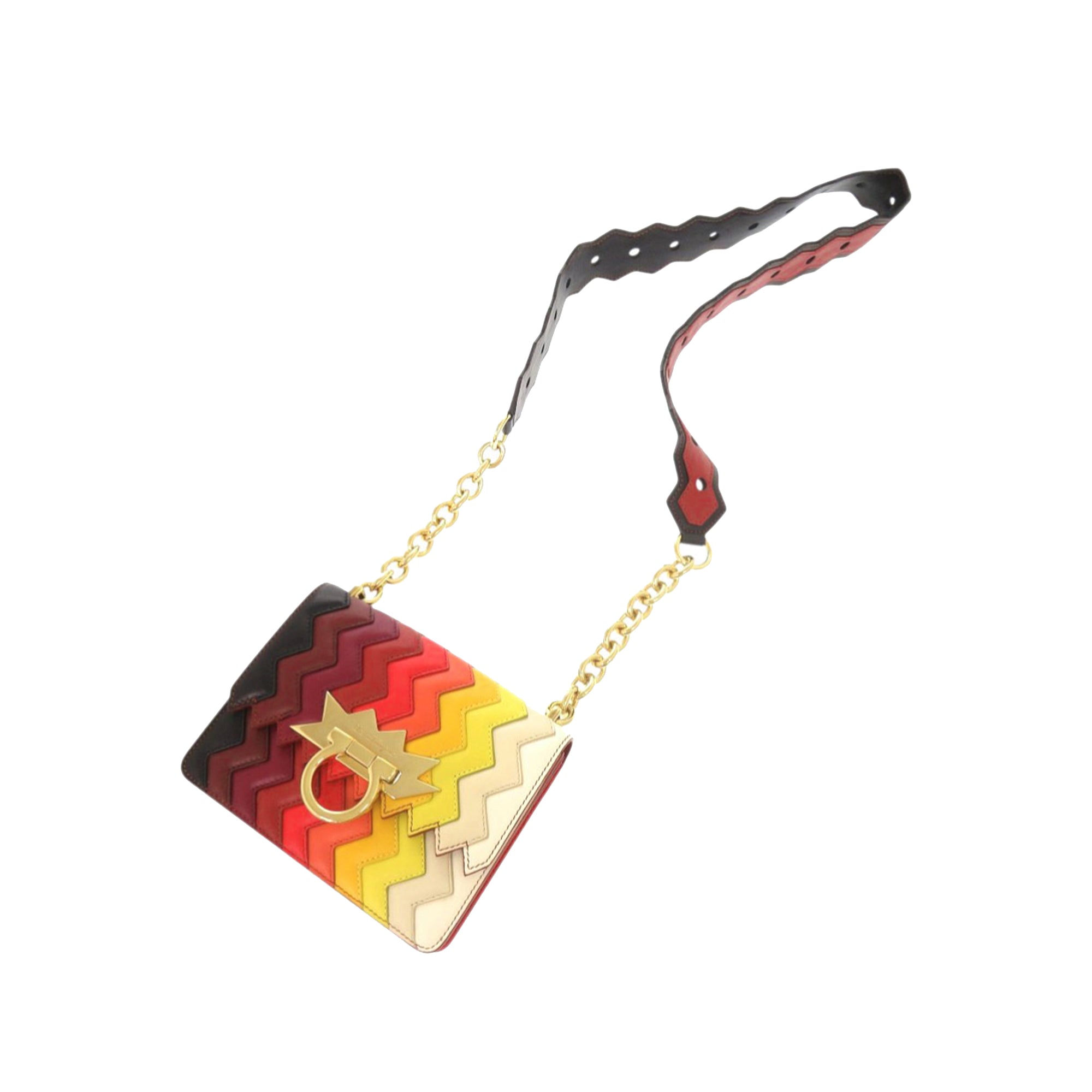Sara Battaglia Mini Leather Zigzag Gancini Crossbody - Image 24