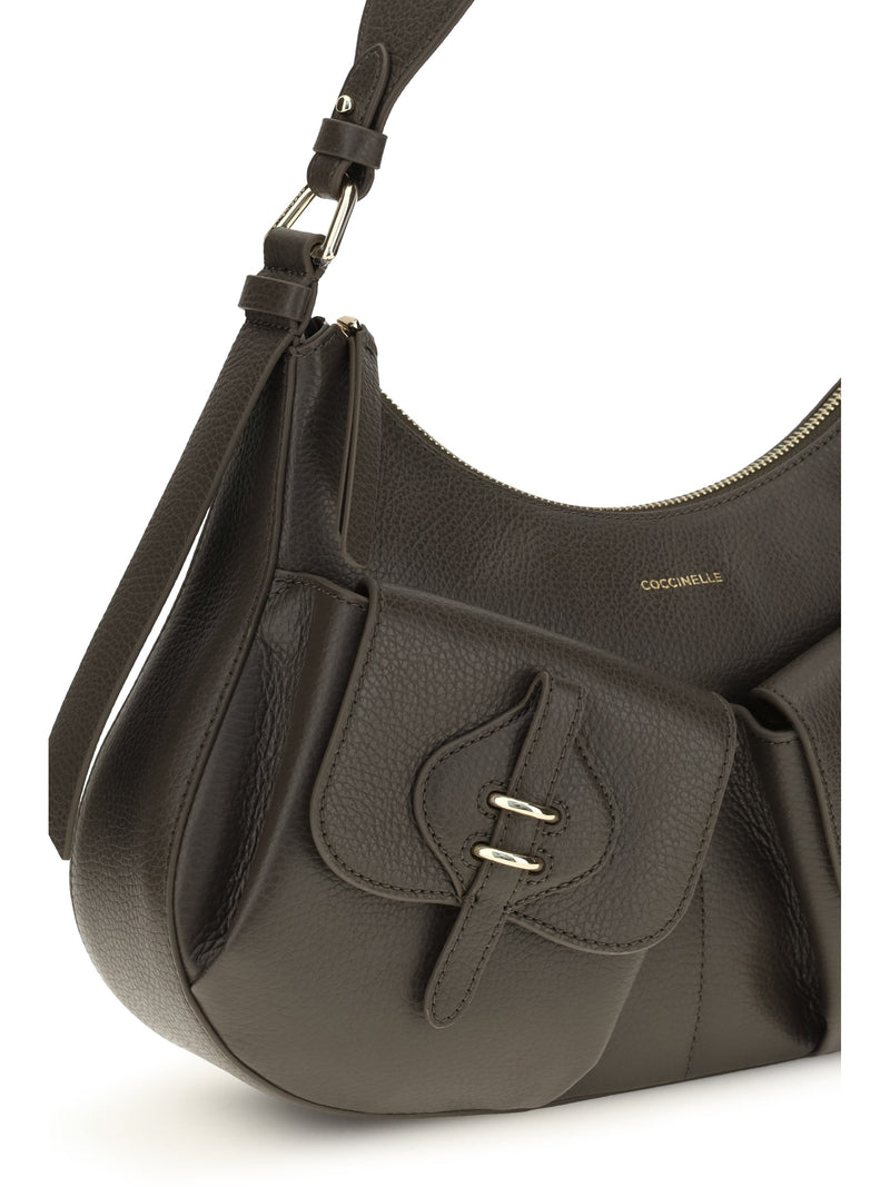 Coccinelle Small Boheme Shoulder Bag — Gray Calf Leather Bos Taurus