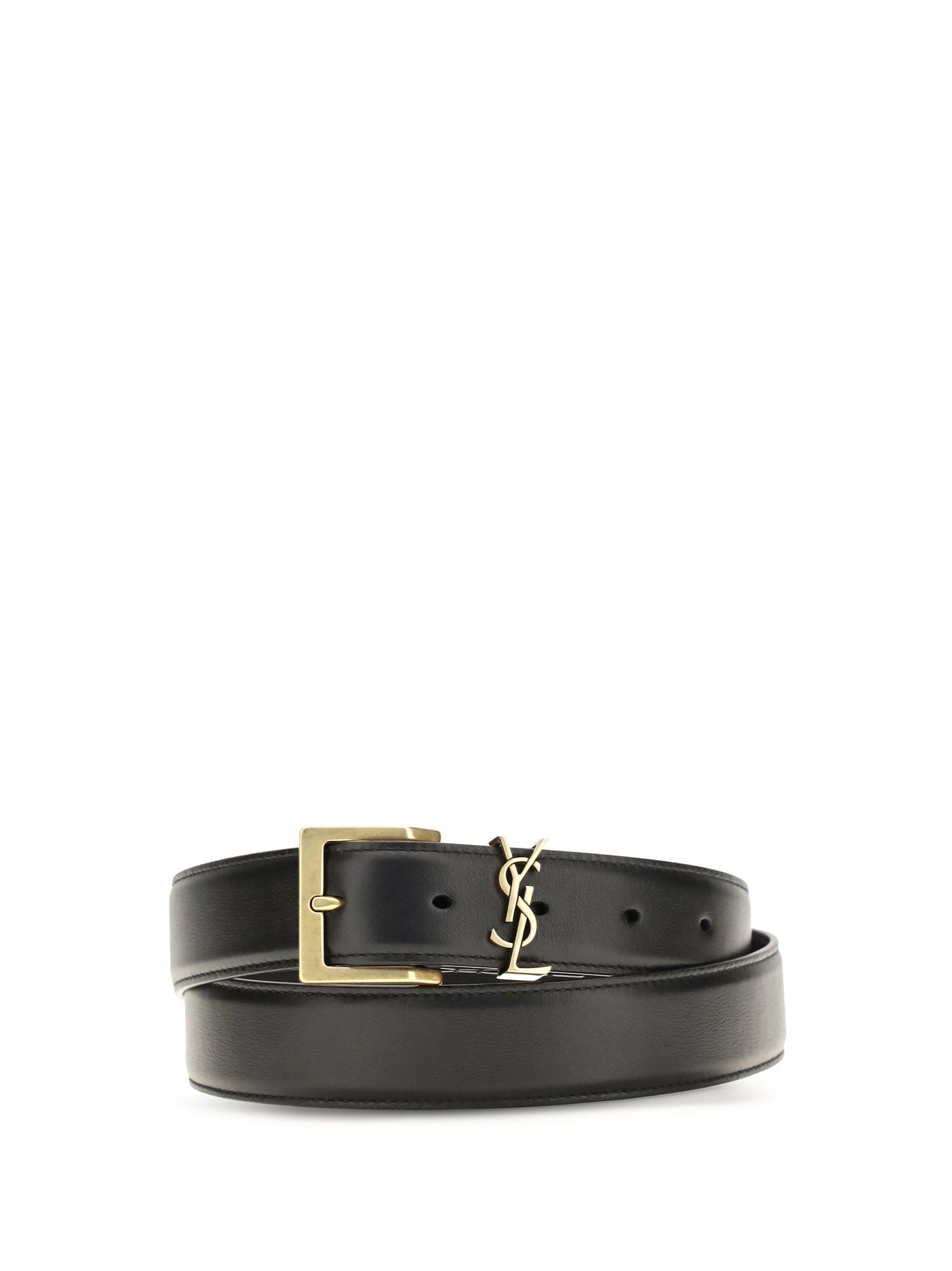 Saint Laurent Box Laque Belt — Black Nero Calf Leather Bos Taurus