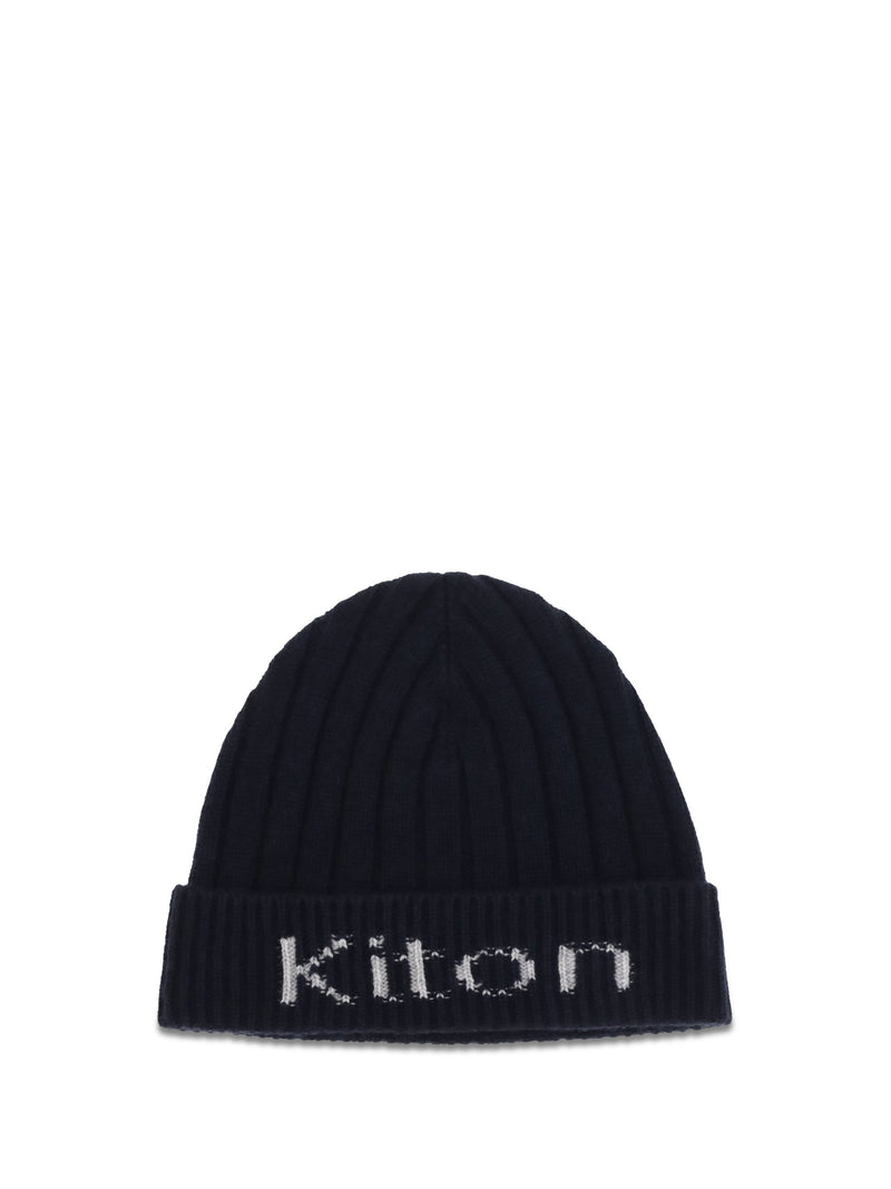 Kiton Ucpl003k0235l02 Ribbed Wool Beanie — Blue (ovis Aries) Beanies