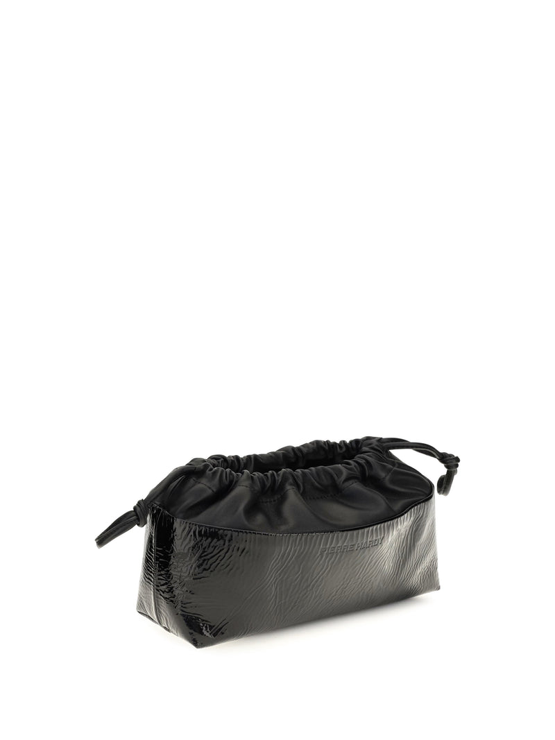 Pierre Hardy Leather Drawstring Clutch — Black