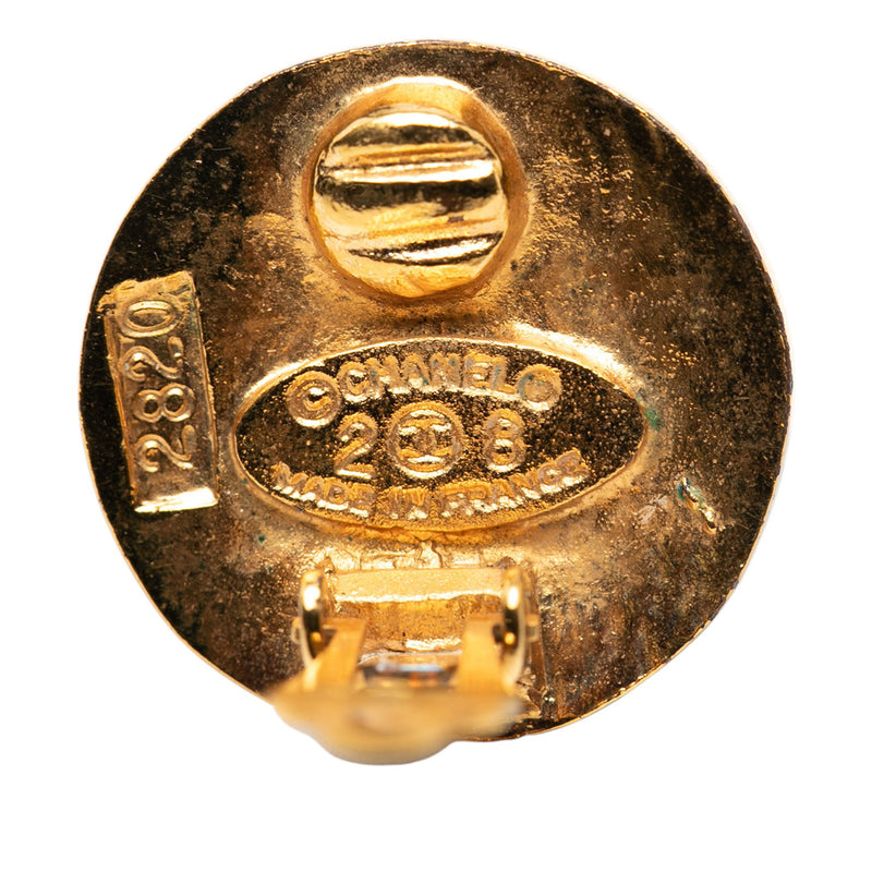 Gold Plated CC Round Clip On Earrings - Image 3