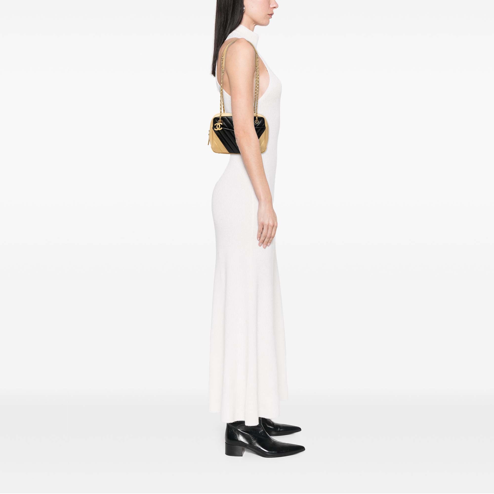 CC Chevron Lambskin Camera Shoulder Bag - Image 7