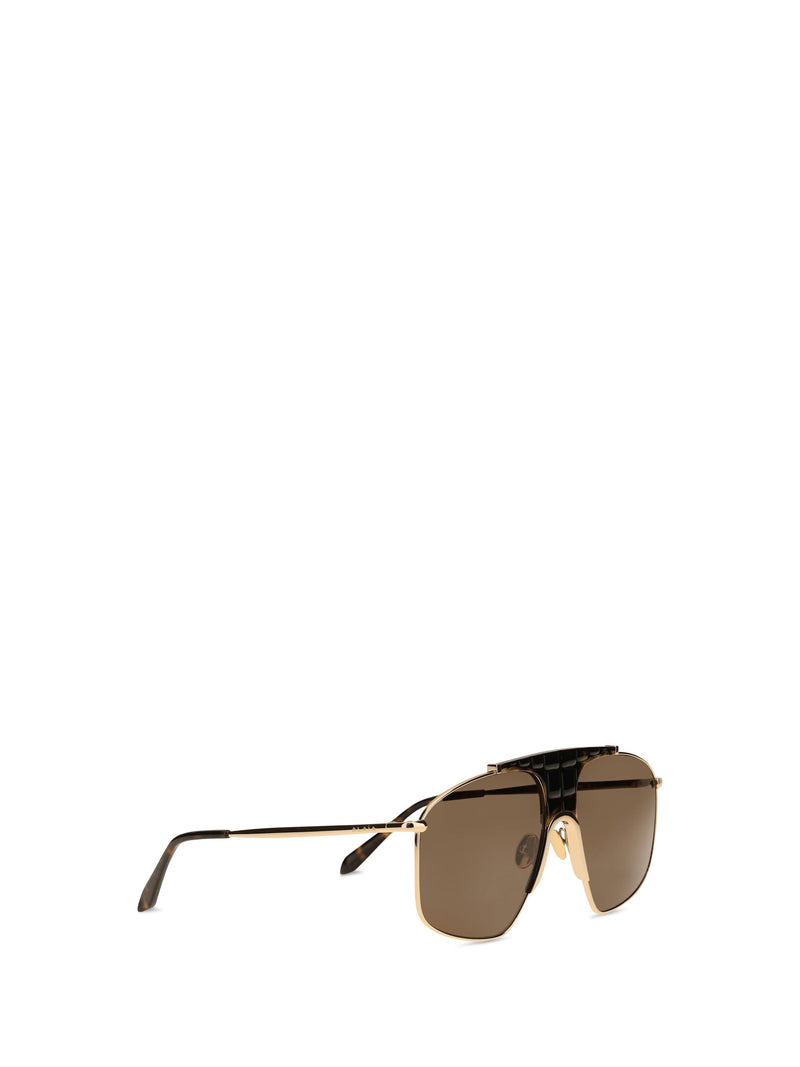 Alaïa Aa0098s002 Square Aviator Sunglasses — Brown Metal Fibers