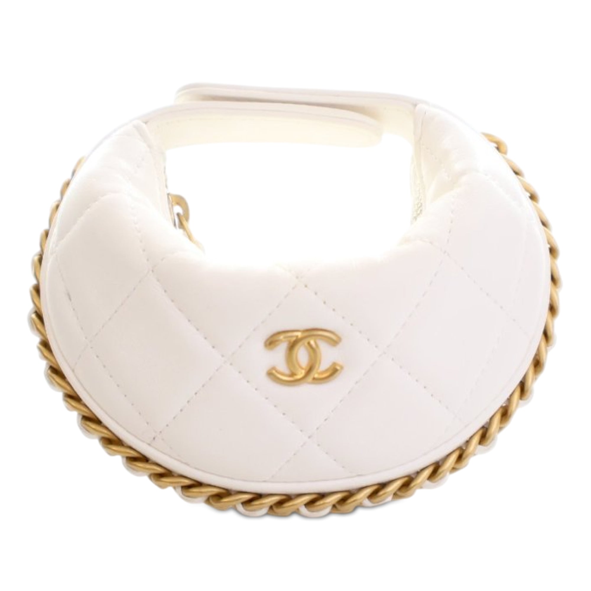 Mini Shiny Crumpled Quilted Lambskin Chain Around Pouch - Image 1