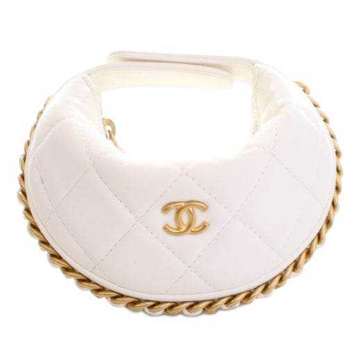 Mini Shiny Crumpled Quilted Lambskin Chain Around Pouch - Image 1
