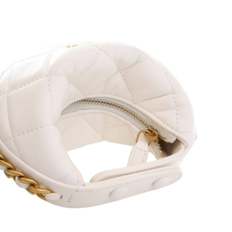 Mini Shiny Crumpled Quilted Lambskin Chain Around Pouch - Image 10