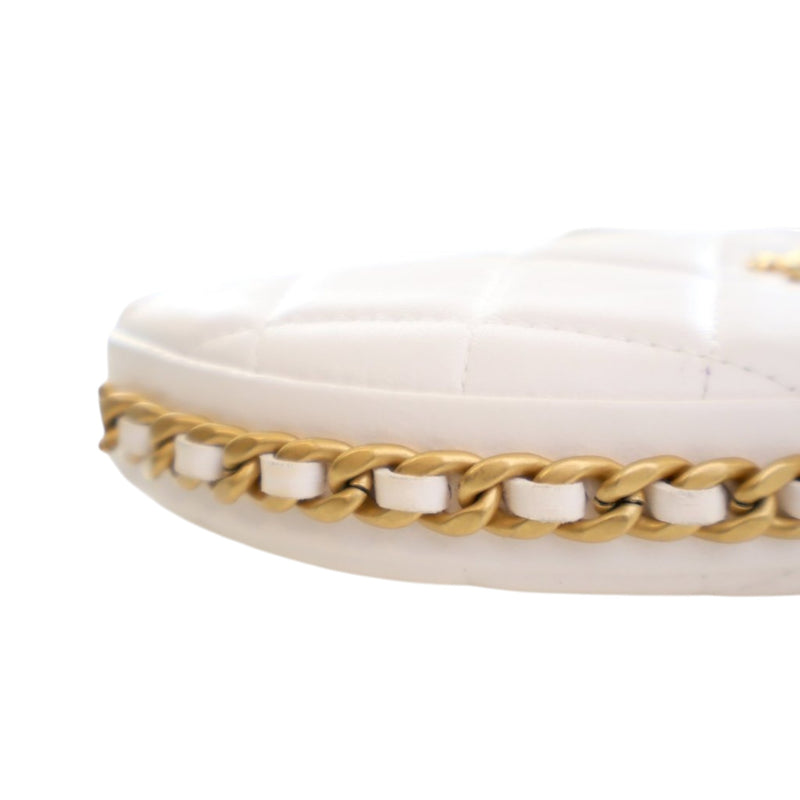 Mini Shiny Crumpled Quilted Lambskin Chain Around Pouch - Image 11