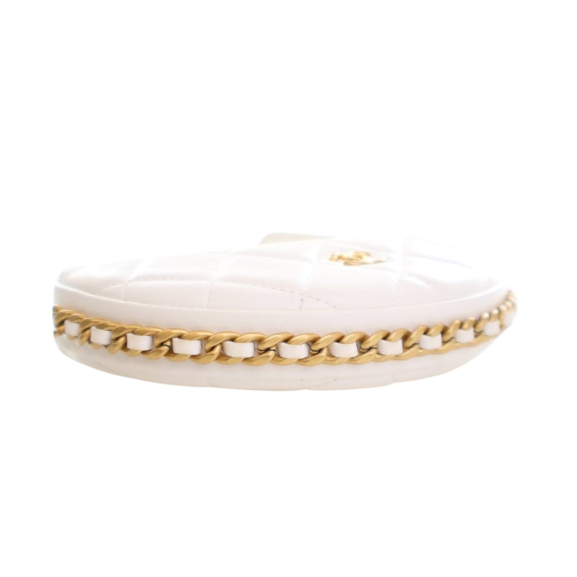 Mini Shiny Crumpled Quilted Lambskin Chain Around Pouch - Image 13