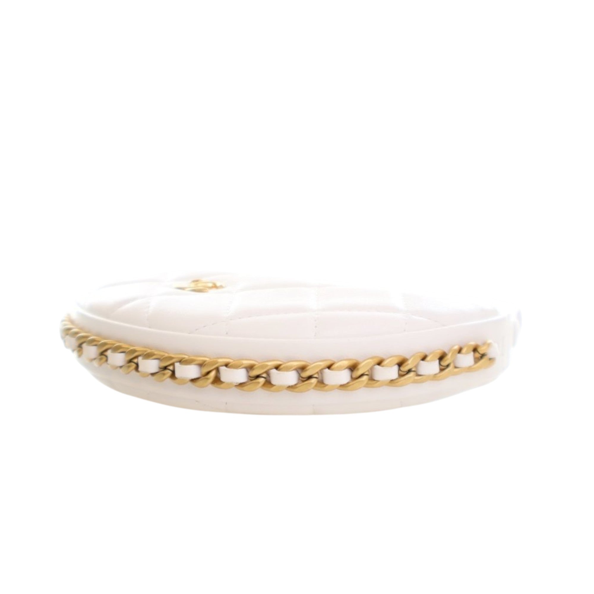 Mini Shiny Crumpled Quilted Lambskin Chain Around Pouch - Image 14