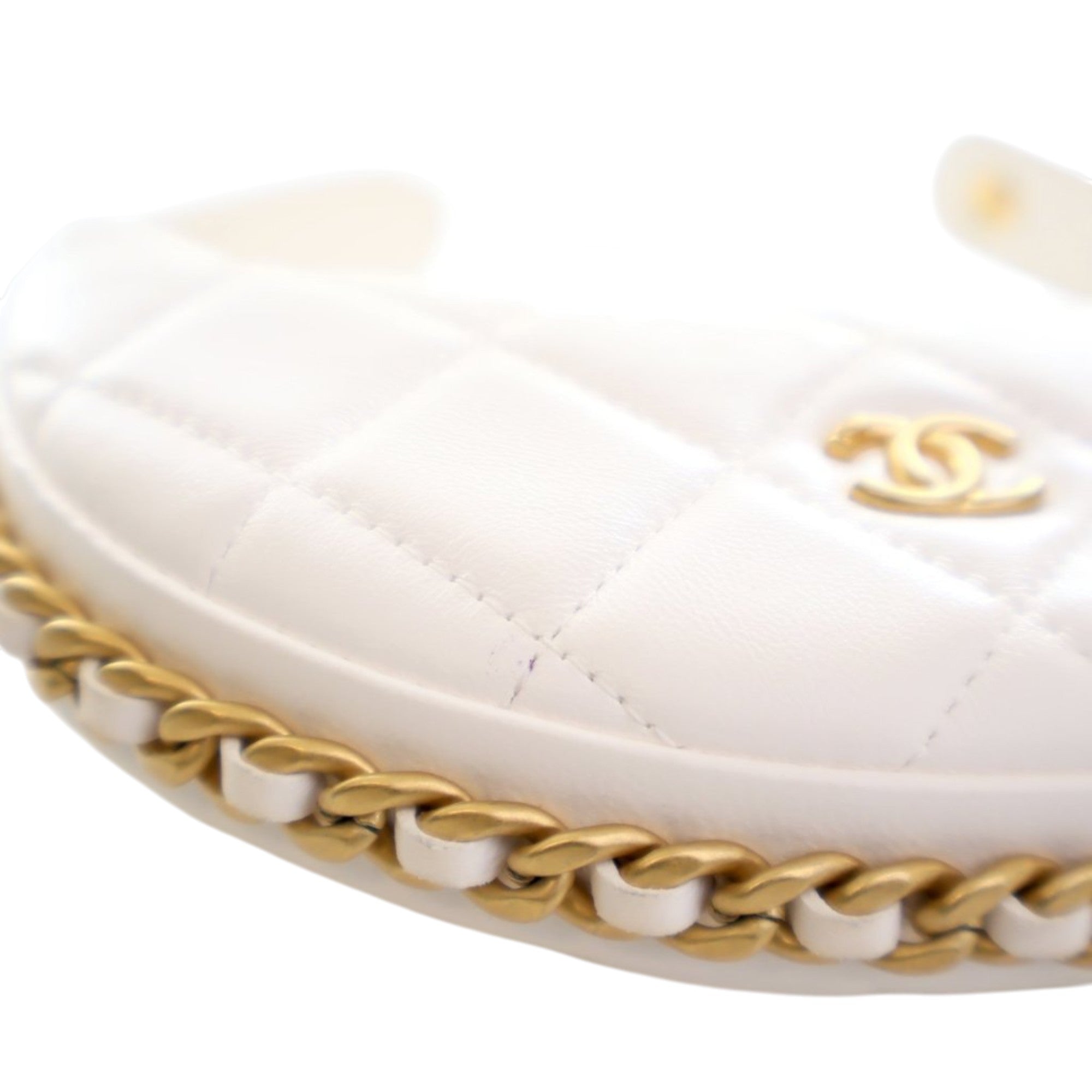 Mini Shiny Crumpled Quilted Lambskin Chain Around Pouch - Image 15