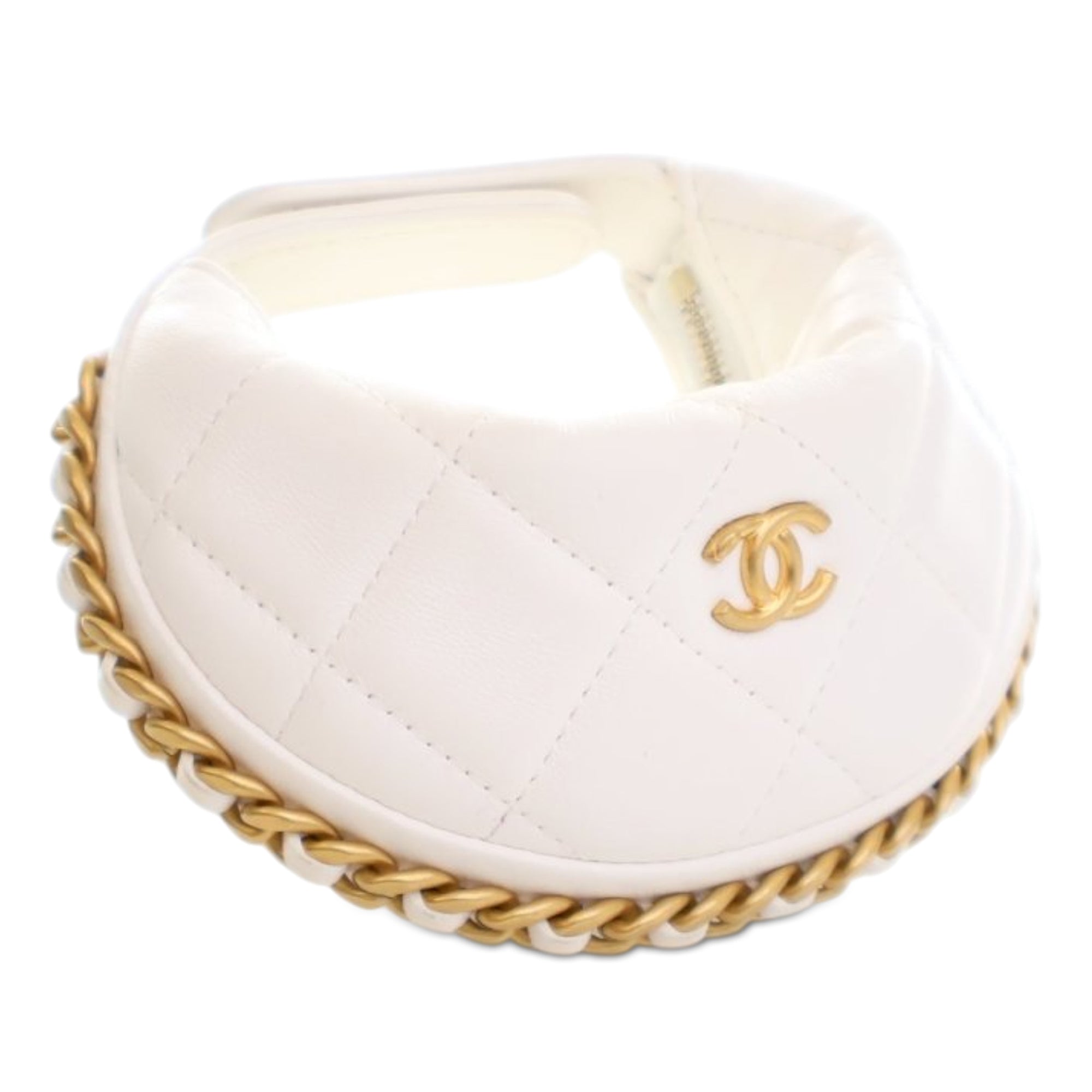 Mini Shiny Crumpled Quilted Lambskin Chain Around Pouch - Image 2