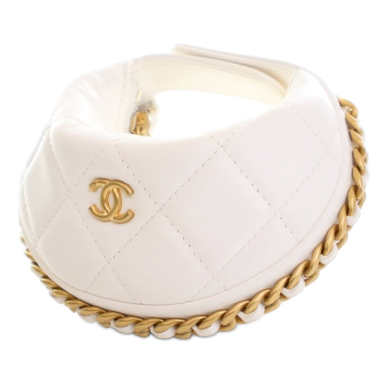 Mini Shiny Crumpled Quilted Lambskin Chain Around Pouch - Image 3