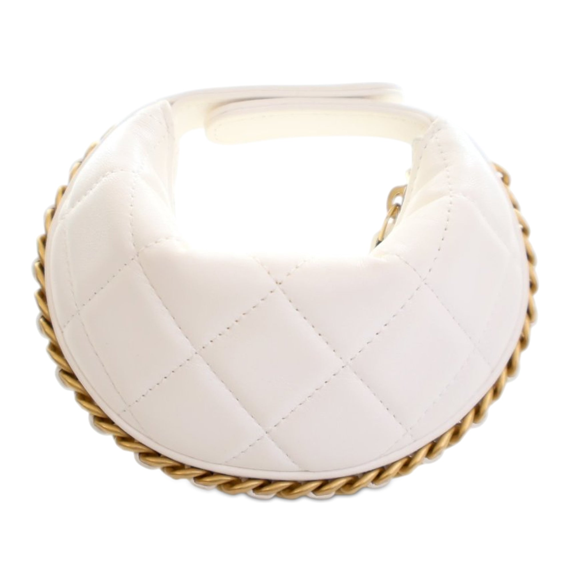 Mini Shiny Crumpled Quilted Lambskin Chain Around Pouch - Image 4