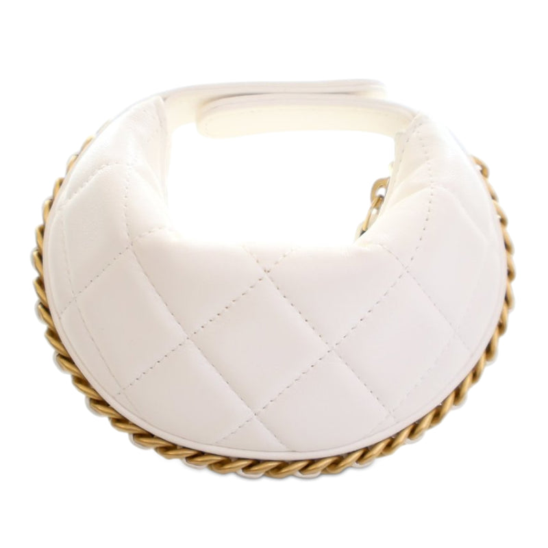 Mini Shiny Crumpled Quilted Lambskin Chain Around Pouch - Image 4