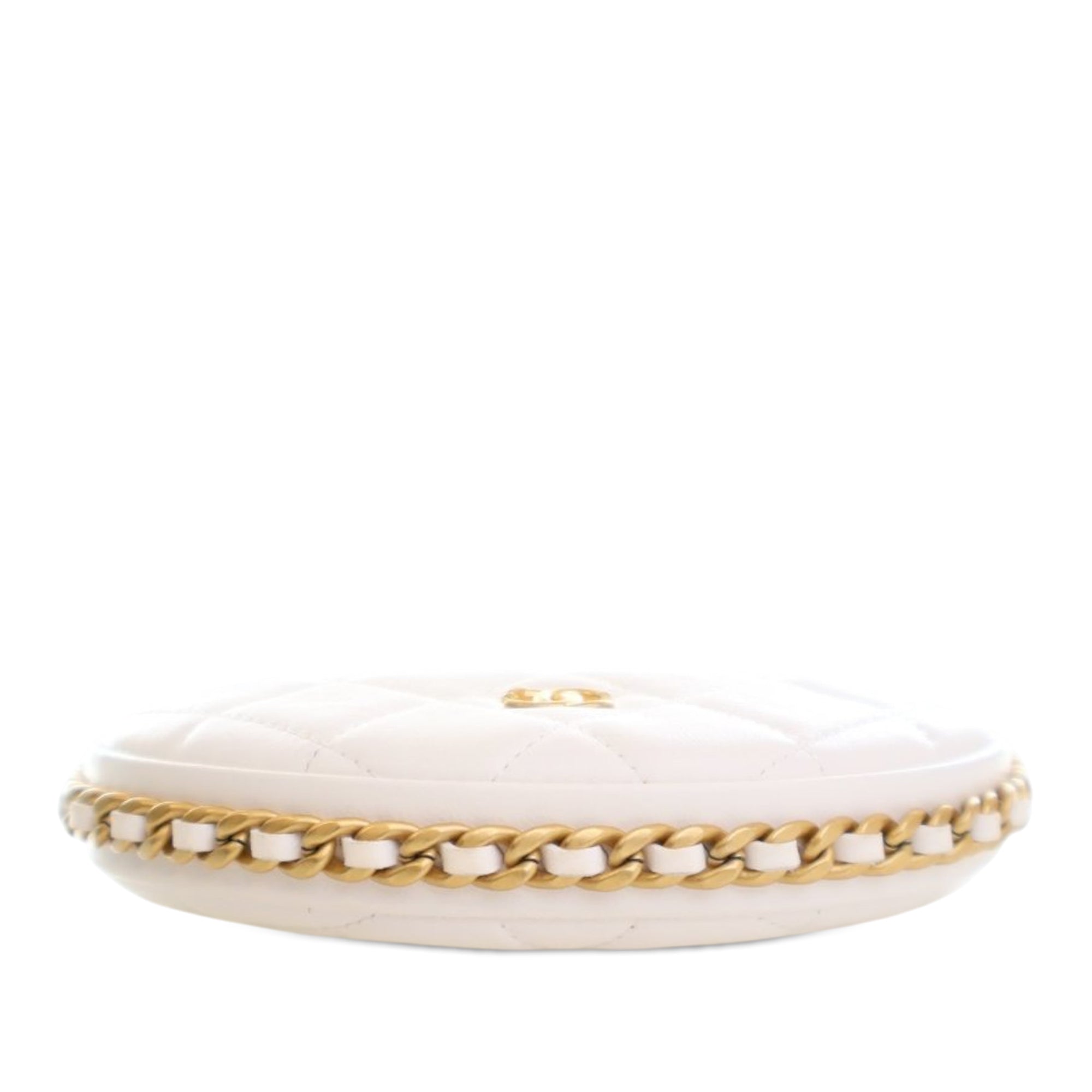 Mini Shiny Crumpled Quilted Lambskin Chain Around Pouch - Image 5
