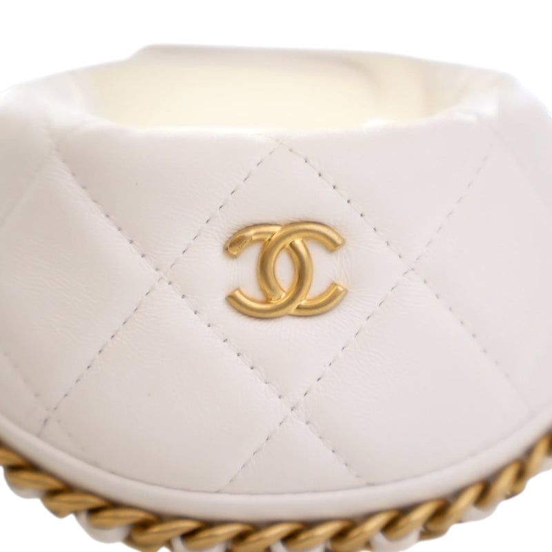Mini Shiny Crumpled Quilted Lambskin Chain Around Pouch - Image 9