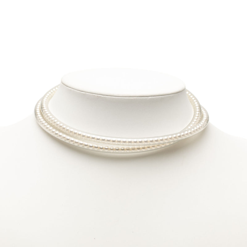 Plated PVC Faux Pearl Gold Plated Choker Necklace - Image 5