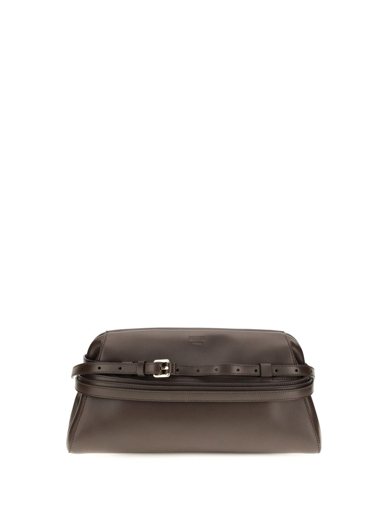 Moschino Perforated Nappa Leather Shoulder Bag — Brown