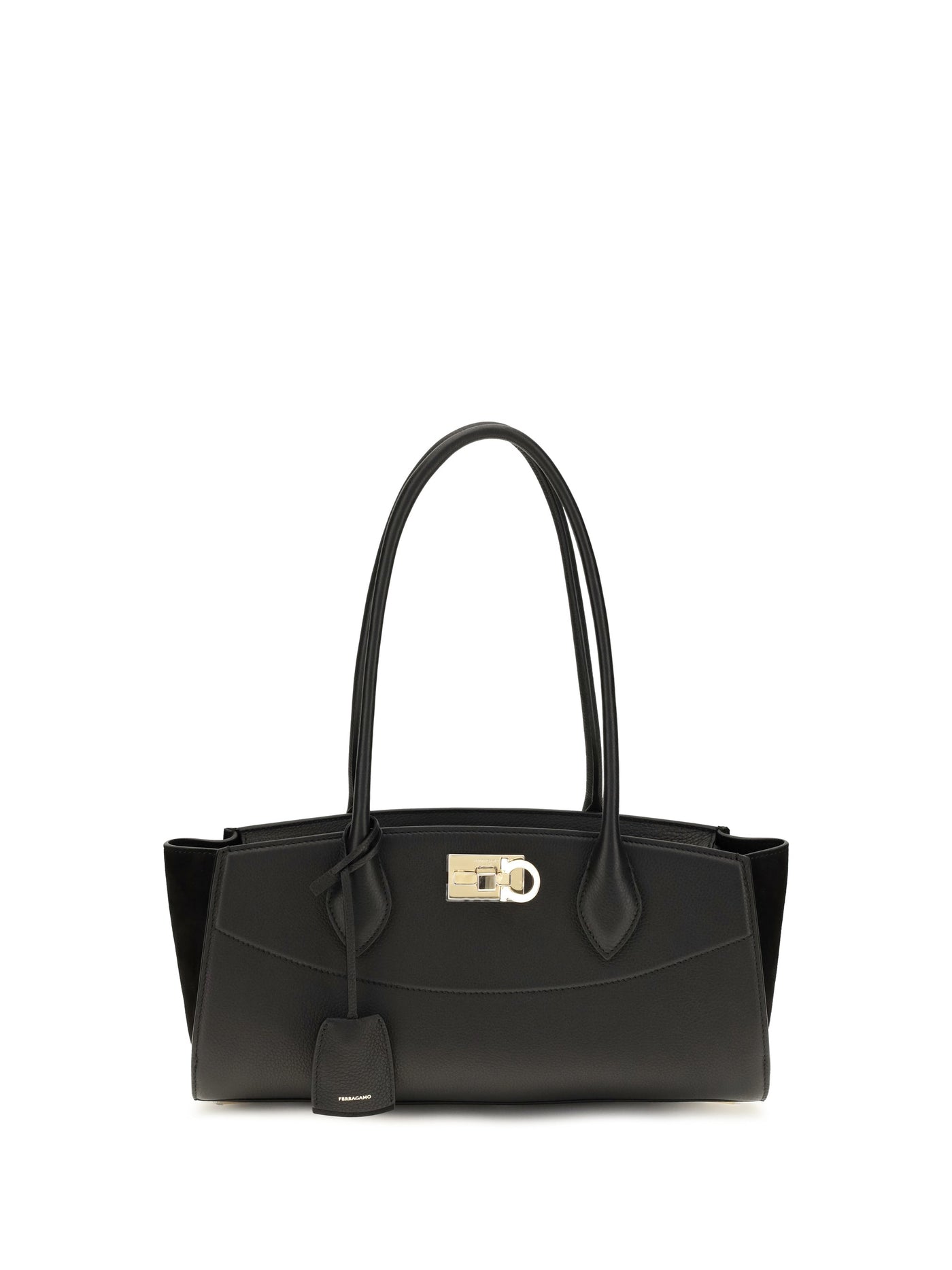 Ferragamo Studio Shoulder Bag — Black Calf Leather Bos Taurus