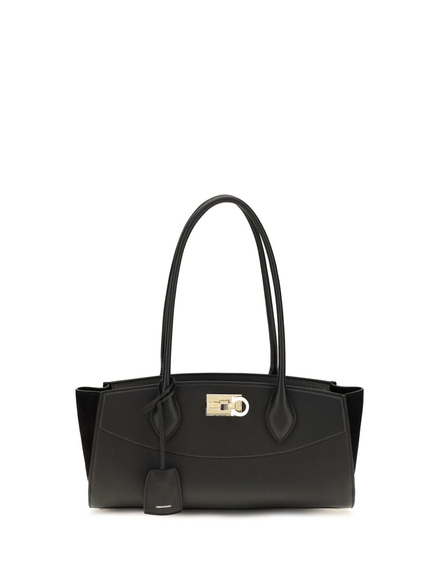 Ferragamo Studio Shoulder Bag — Black Calf Leather Bos Taurus