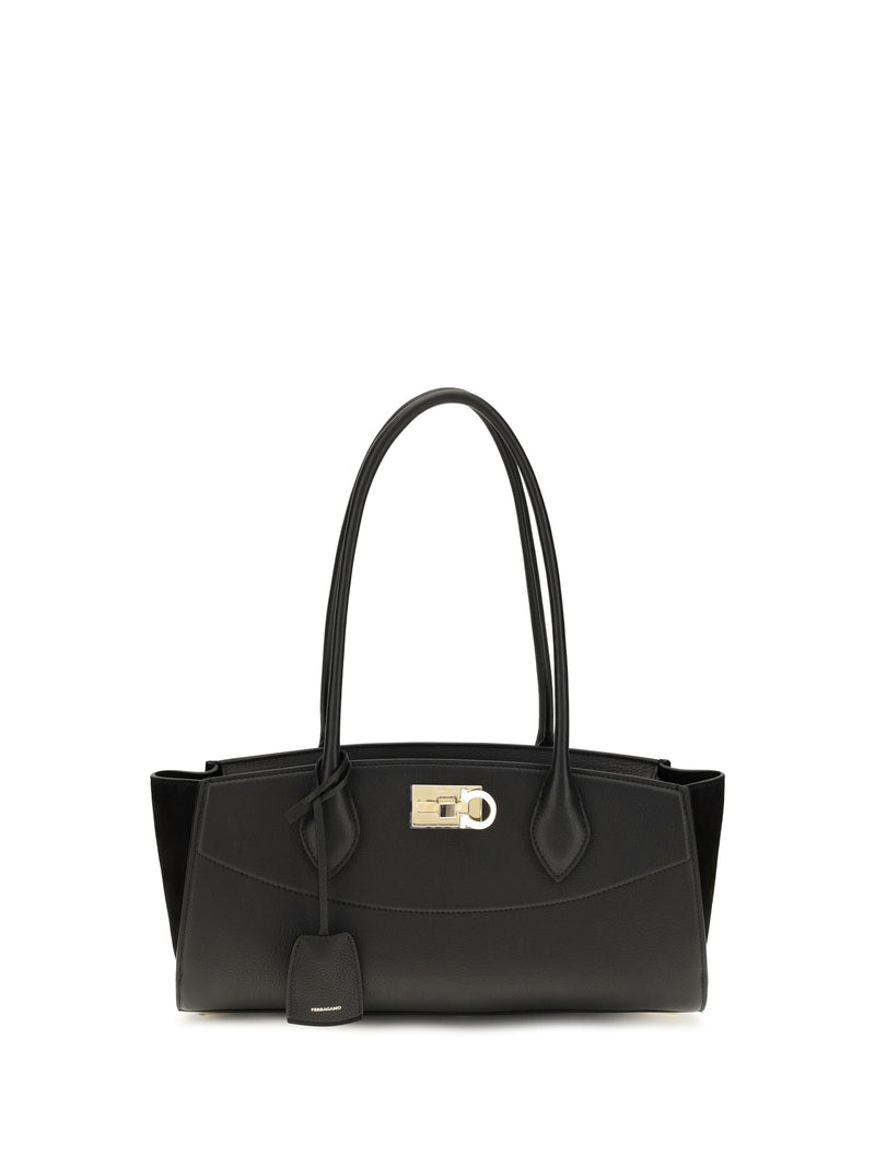Ferragamo Studio Shoulder Bag — Black Calf Leather