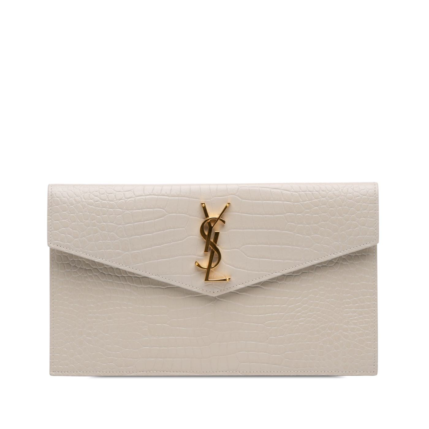 Croc Embossed Leather Uptown Pouch - Image 1