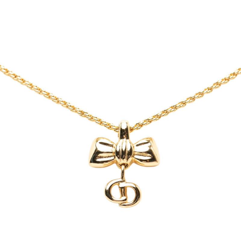 Gold Plated Ribbon CD Logo Pendant Necklace