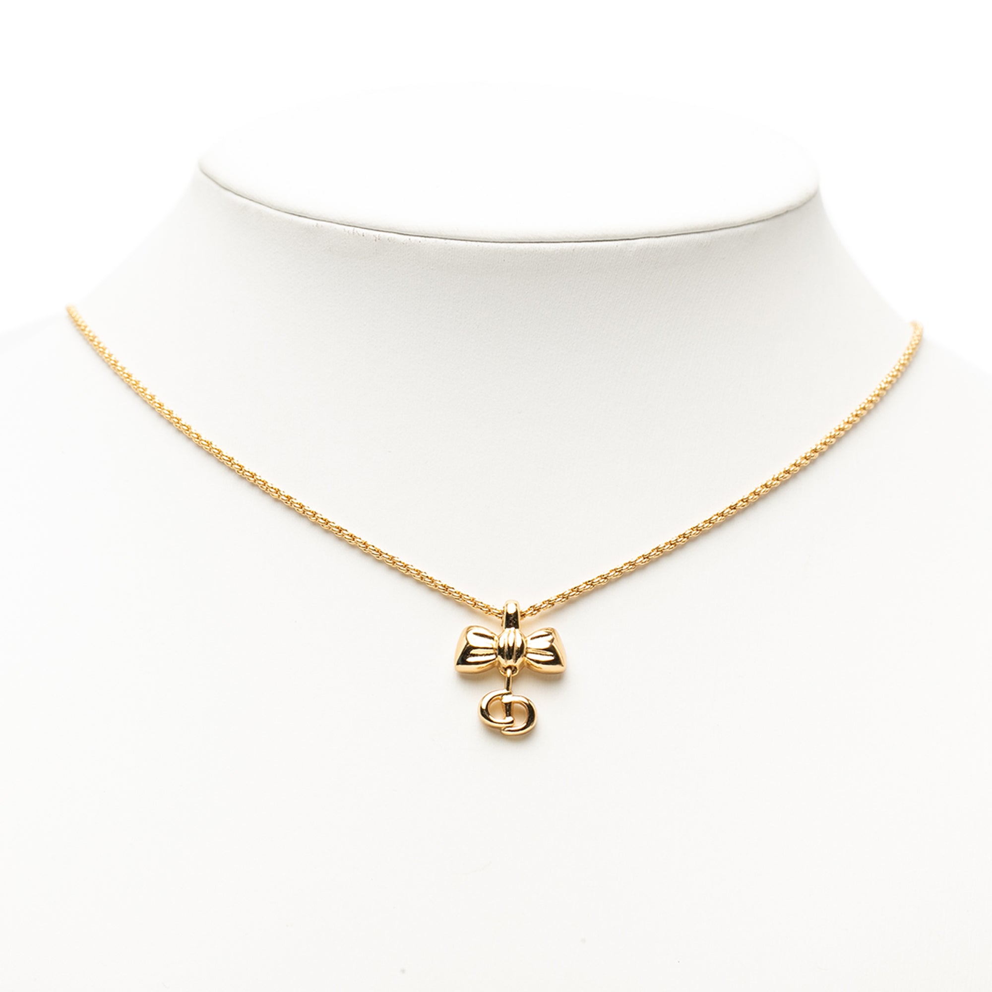 Gold Plated Ribbon CD Logo Pendant Necklace - Image 5