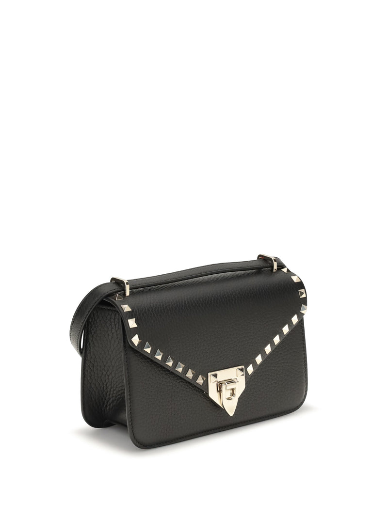 Valentino Garavani Rockstud Shoulder Bag — Black Calf Leather Bos Taurus