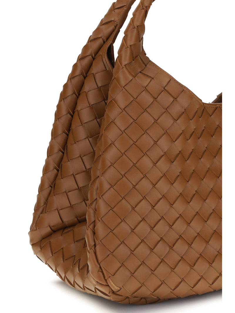 Bottega Veneta Campana Shoulder Bag — Brown Lamb (ovis Aries)