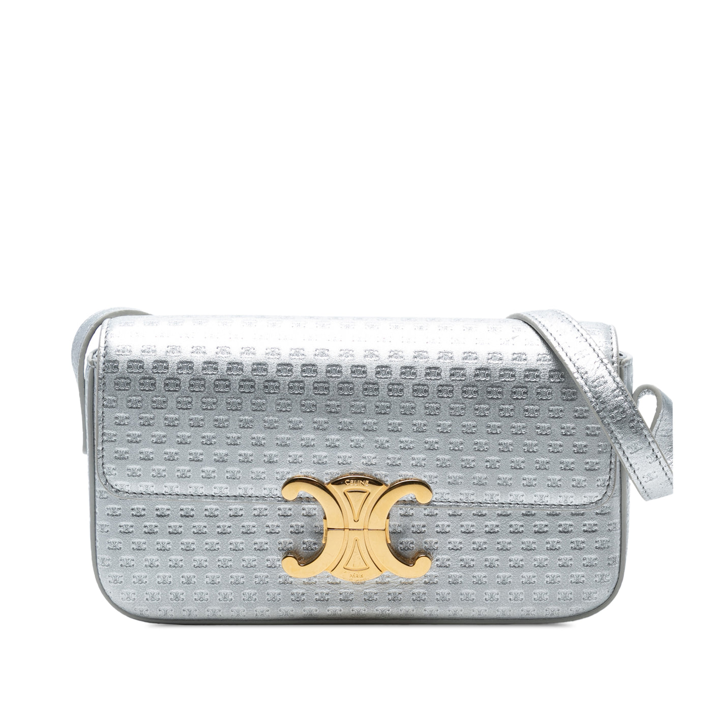 Triomphe All Over Laminated Calfskin Claude Shoulder Bag - Image 1