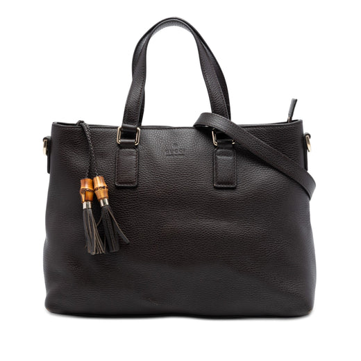 Leather Bamboo Tassel Satchel - Image 1