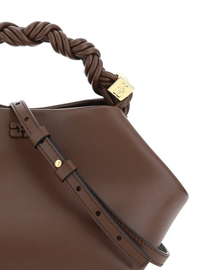 Ganni Bou Top Handle Bag — Brown Calf Leather (bos Taurus)