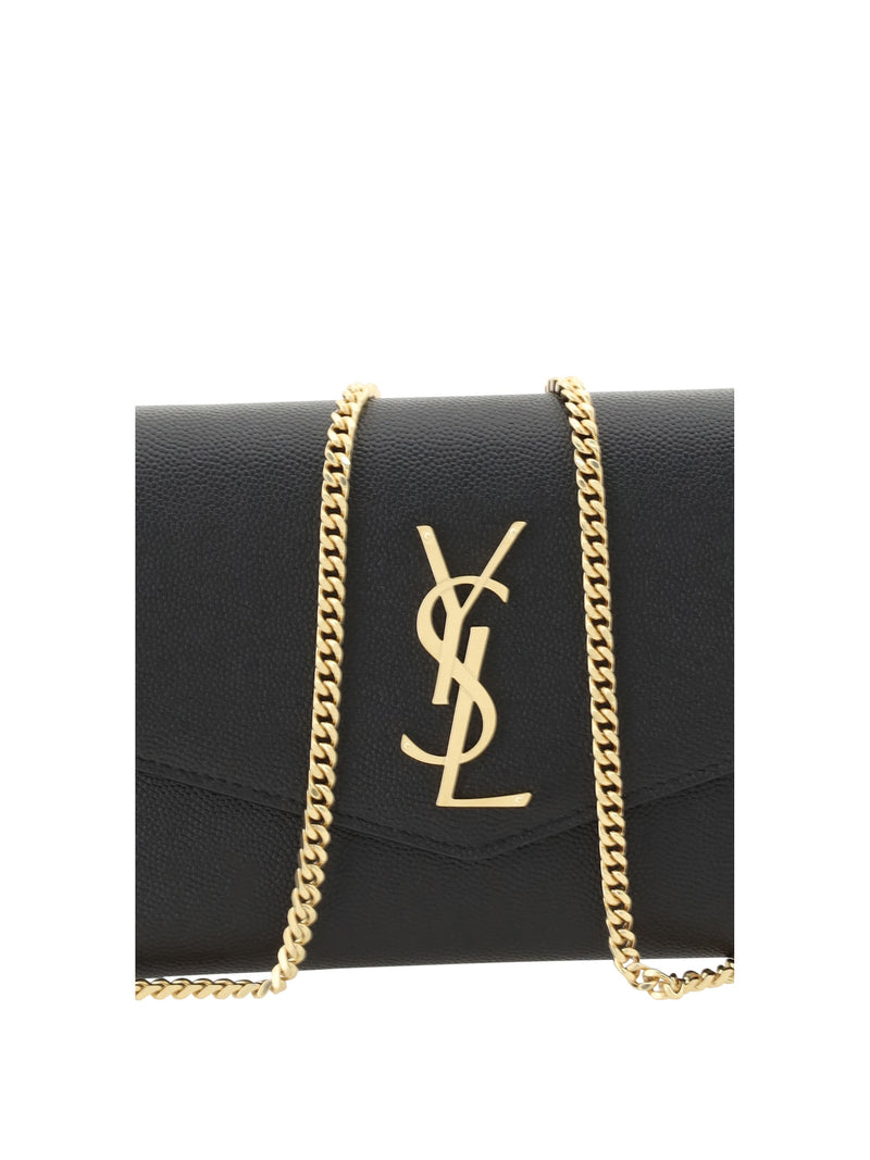 Saint Laurent Leather Chain Wallet — Black Calf Bos Taurus & Purses