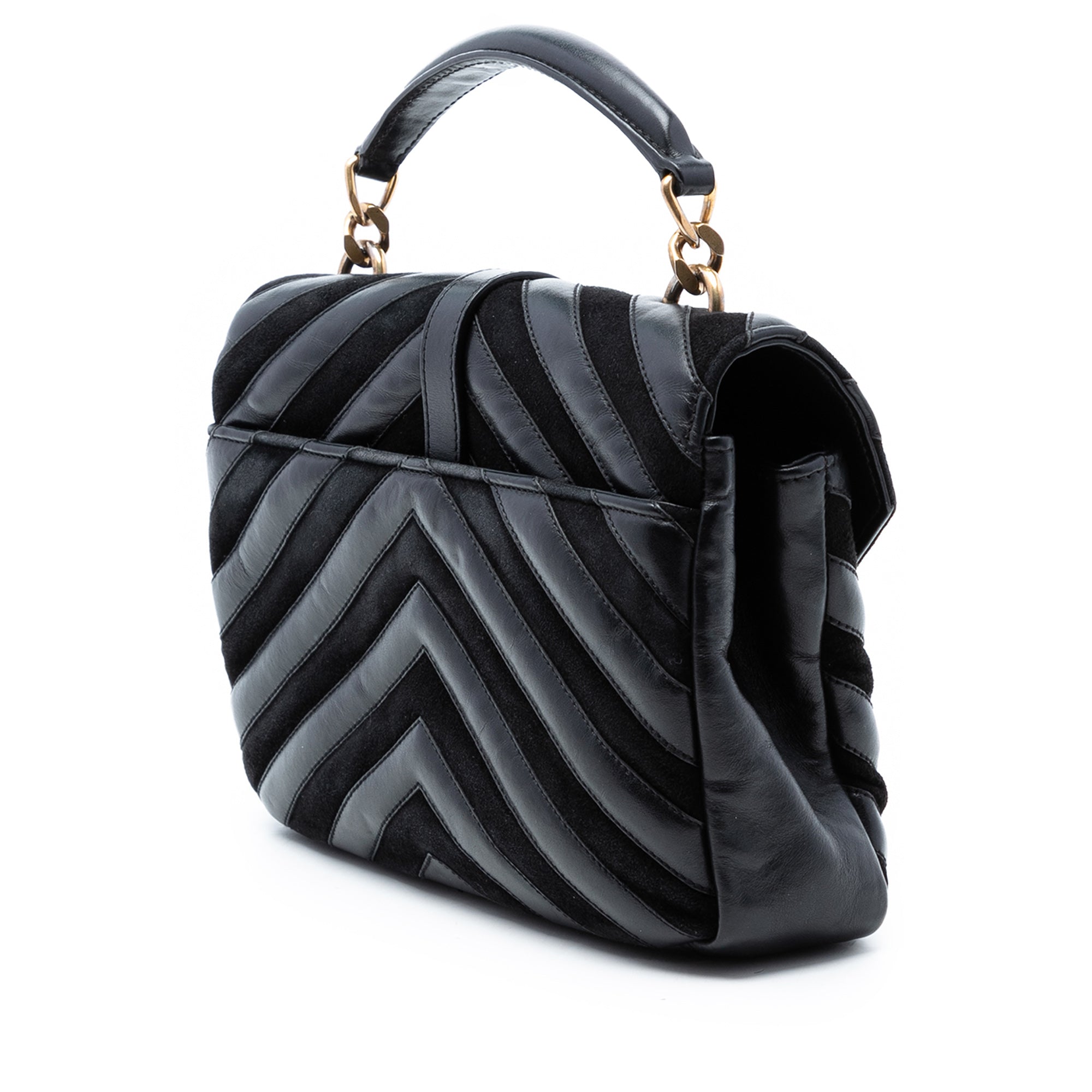 Medium Calfskin and Suede Chevron Monogram College Satchel - Image 2