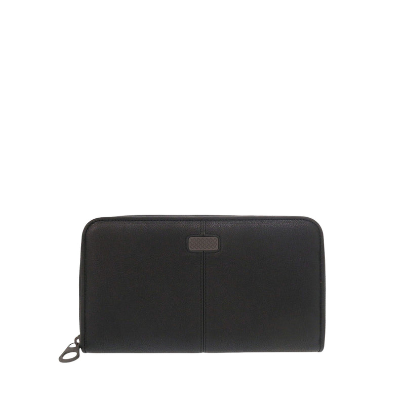 Grained Leather Zip Around Organizer Long Wallet