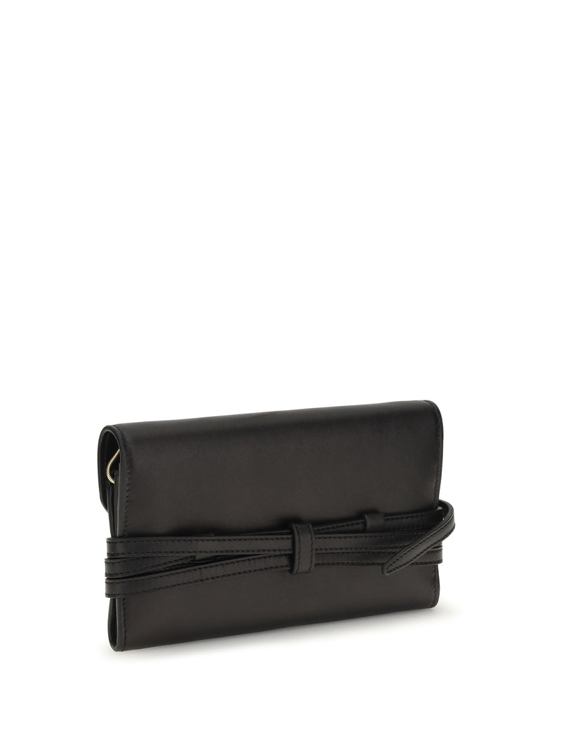 Moschino Leather With Buckle Wrap Wallet — Black