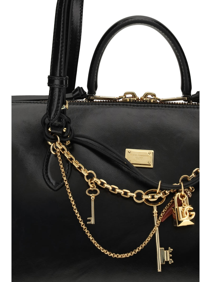 Dolce & Gabbana Vittoria Shoulder Bag — Black Calf Leather Bos Taurus; Pvc