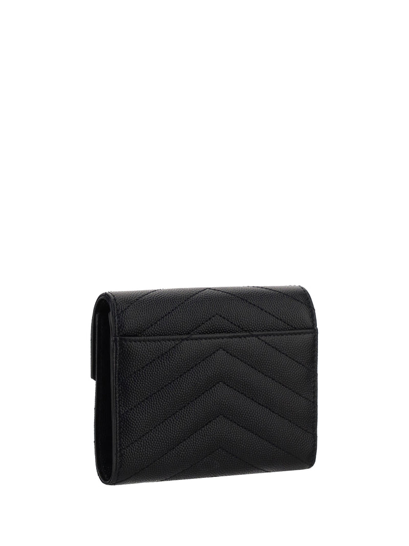 Saint Laurent Cassandre Wallet — Black Calf Leather