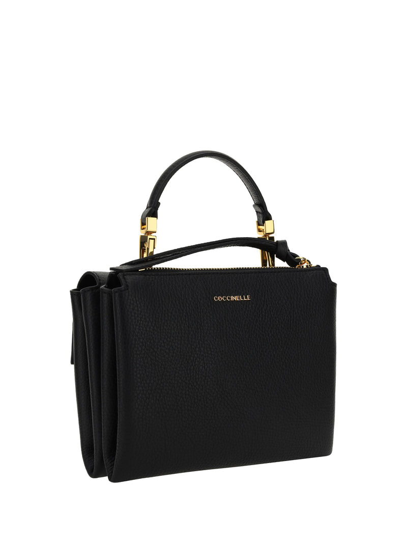 Coccinelle Arlettis Top Handle Bag — Black Calf Leather Bos Taurus