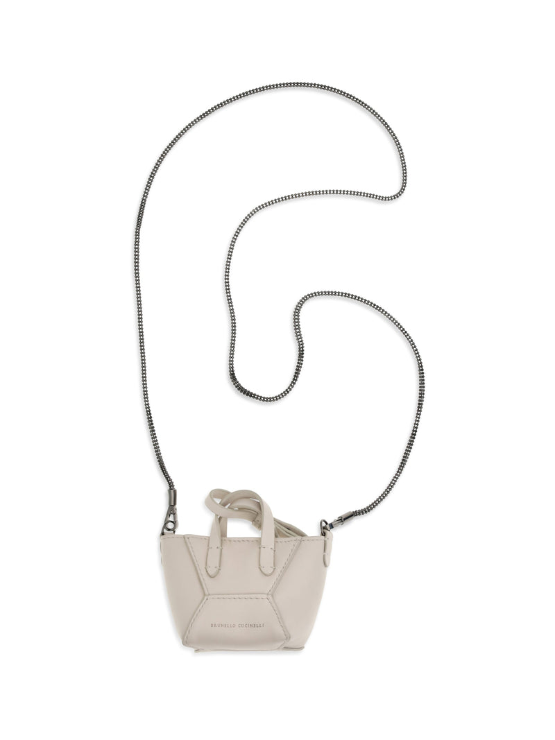 Brunello Cucinelli Smooth Calf Leather Shoulder Bag — Beige