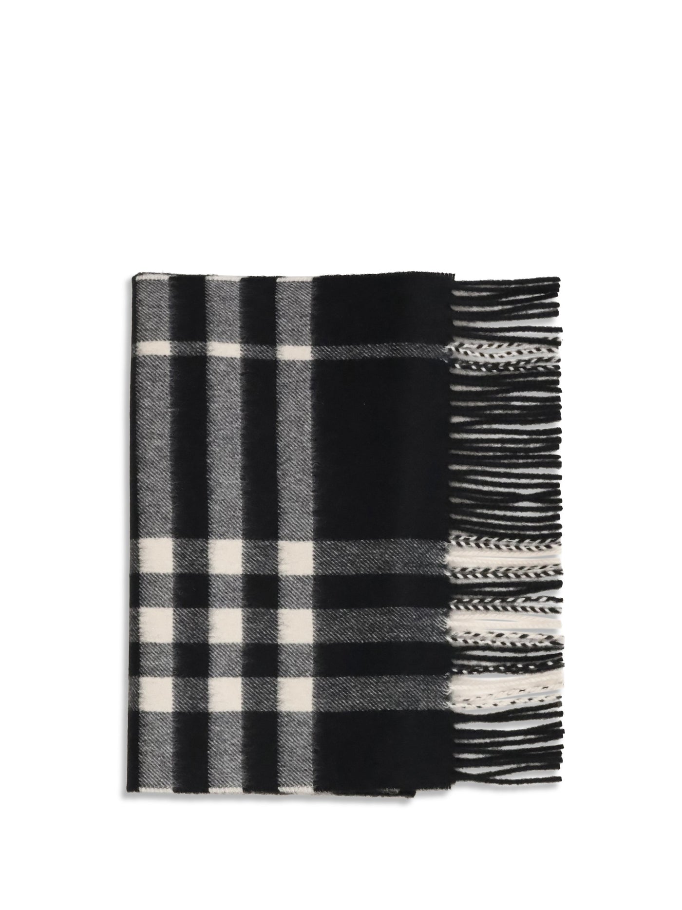 Burberry Embroidered Cashmere Check Scarf — Black Kashmir/capra Hircus Scarfs