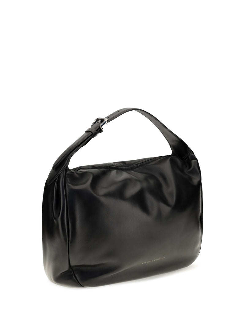 Brunello Cucinelli Shoulder Bag — Black Calf Leather