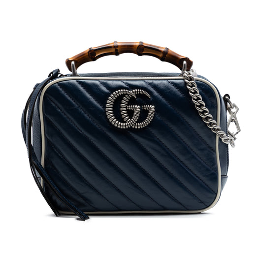 Small GG Marmont Matelasse Diagonal Leather Torchon Bamboo Satchel - Image 1