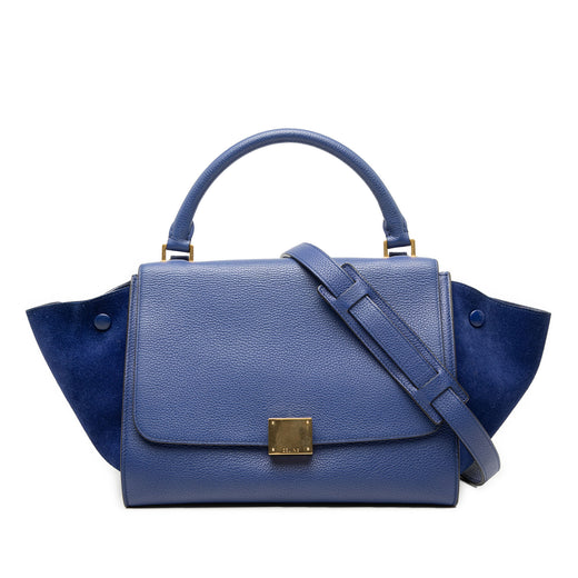 Small Drummed Calfskin and Suede Trapeze Satchel - Image 1