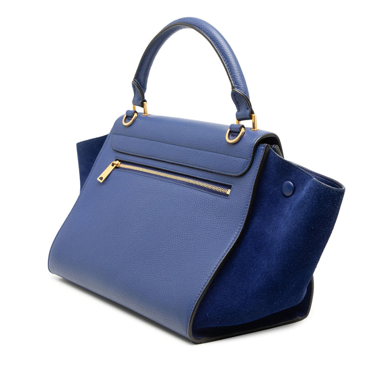 Small Drummed Calfskin and Suede Trapeze Satchel - Image 2