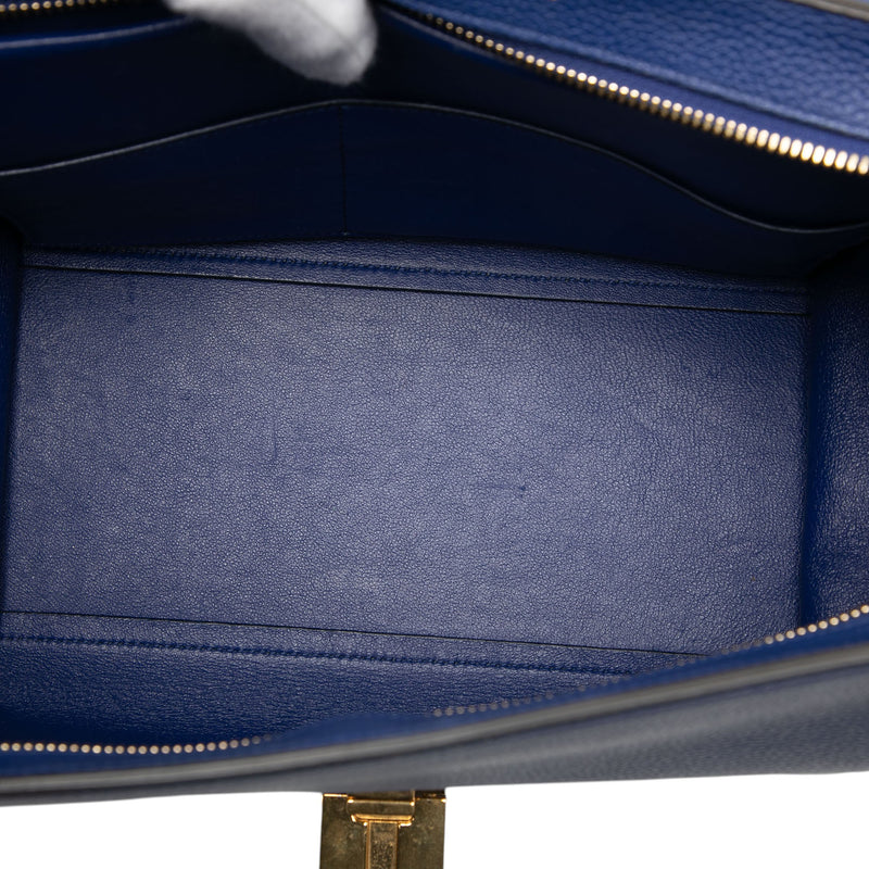 Small Drummed Calfskin and Suede Trapeze Satchel - Image 4