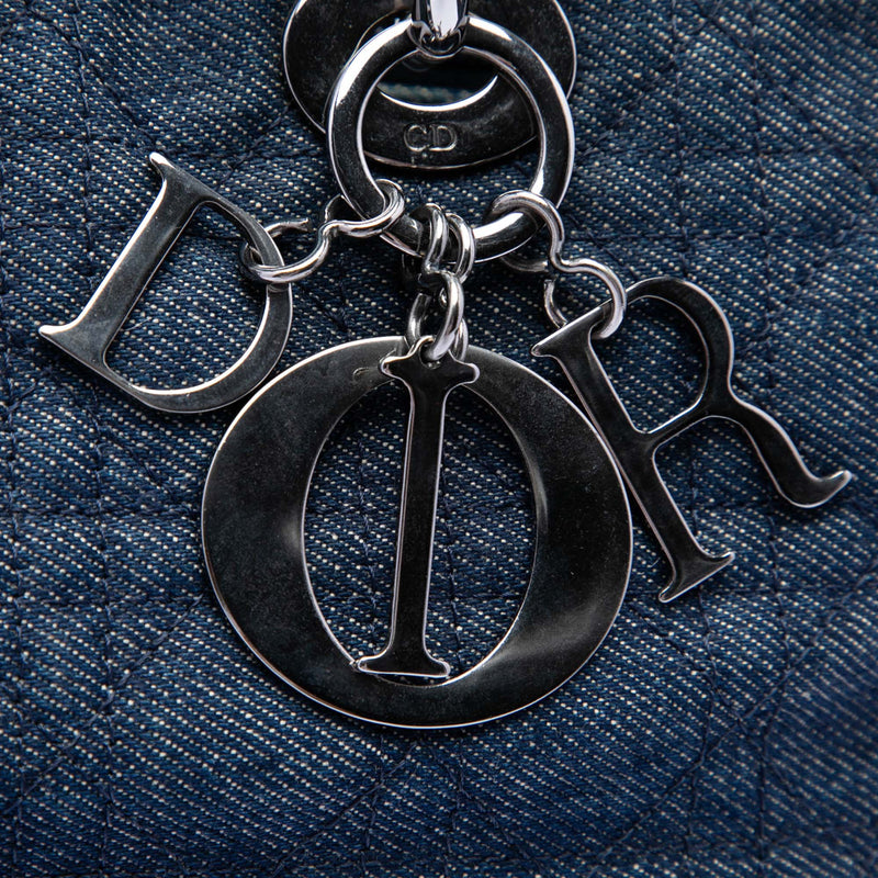 Large Denim Cannage Lady Dior - Image 5